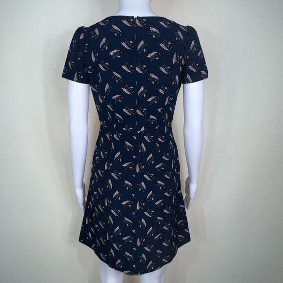 LOFT Feather Graphic Blue Fit and Flair Dress - Picture 6 of 15